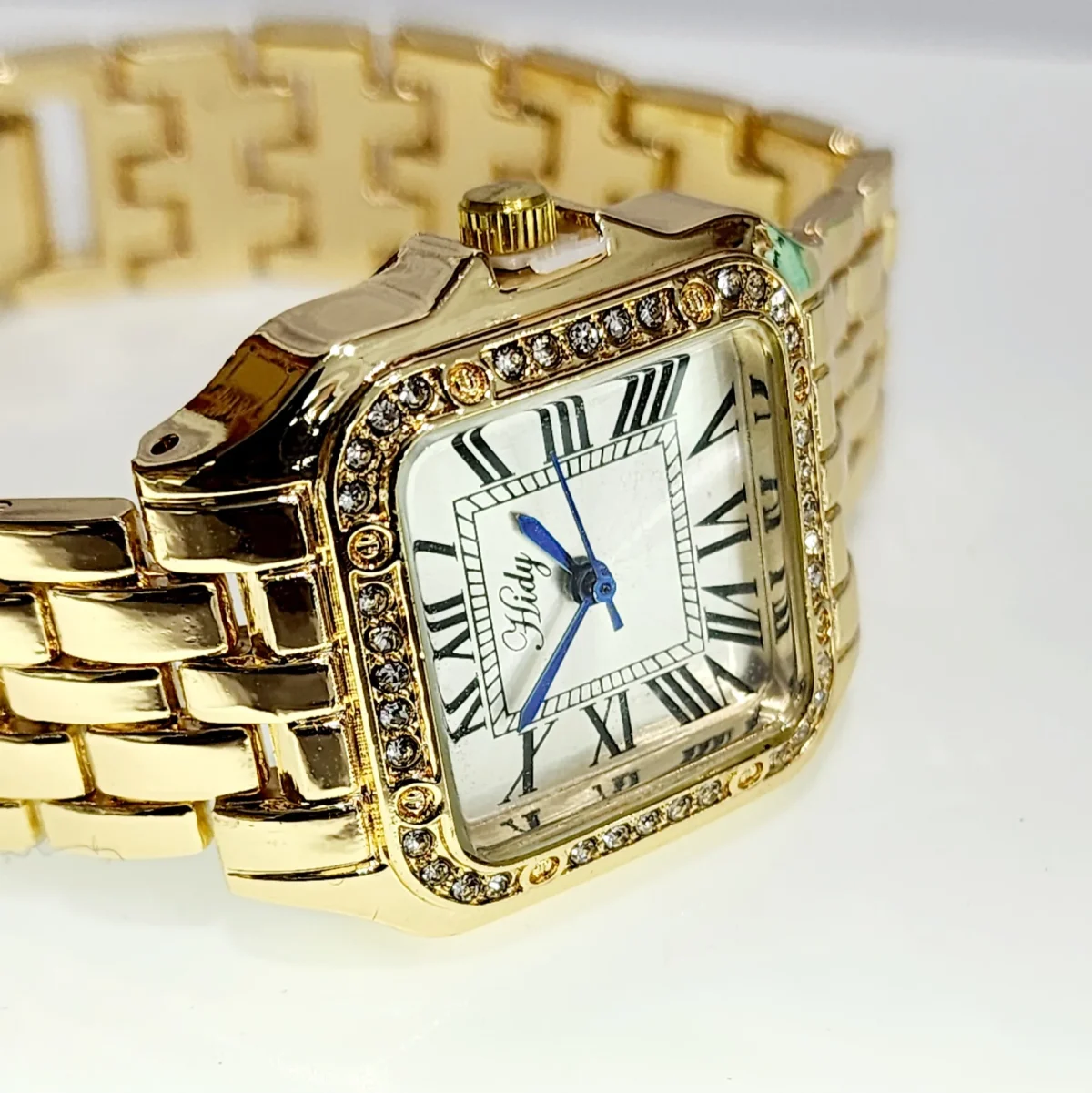 Ladies HIDY Fashion Dress Watch Gold Tone Case Silver Dial Watch - Design 2405