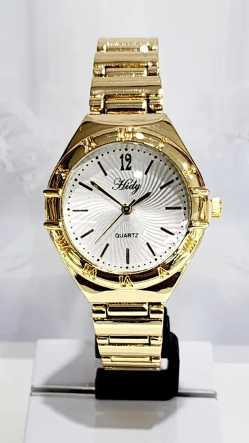 Ladies HIDY Fashion Dress Watch Gold Tone Case Silver Dial Watch - Design 2403