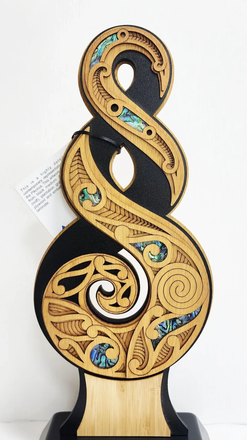 Large Award Pikorua Twist Award – NZ Paua Inlay Contemporary Artwork (370mm) - ALTW