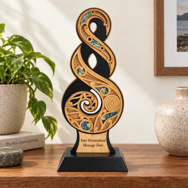 Large Award Pikorua Twist Award – NZ Paua Inlay Contemporary Artwork (370mm) - ALTW