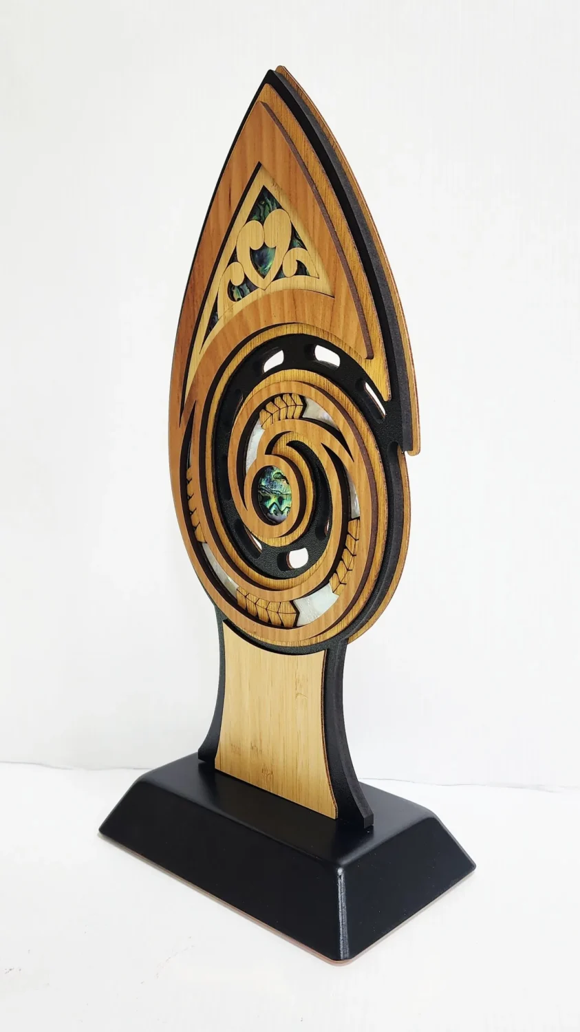 Large Award “Tears of Tangaroa” Award – NZ Rimu & Paua Inlay Masterpiece (360mm) - ALTT