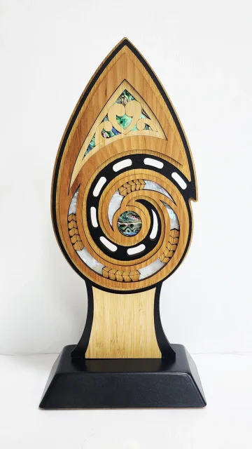 Large Award “Tears of Tangaroa” Award – NZ Rimu & Paua Inlay Masterpiece (360mm) - ALTT