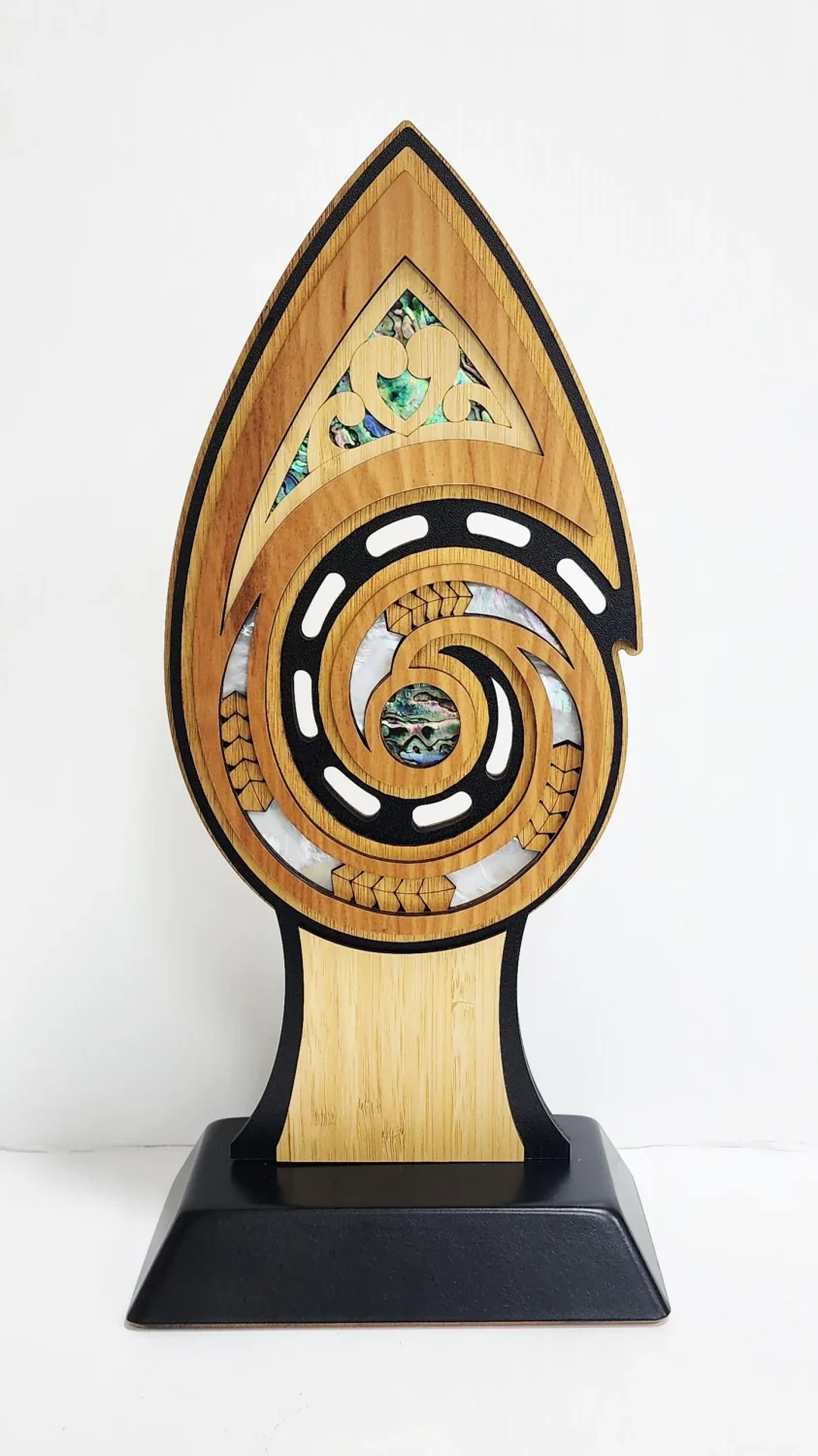 Large Award “Tears of Tangaroa” Award – NZ Rimu & Paua Inlay Masterpiece (360mm) - ALTT