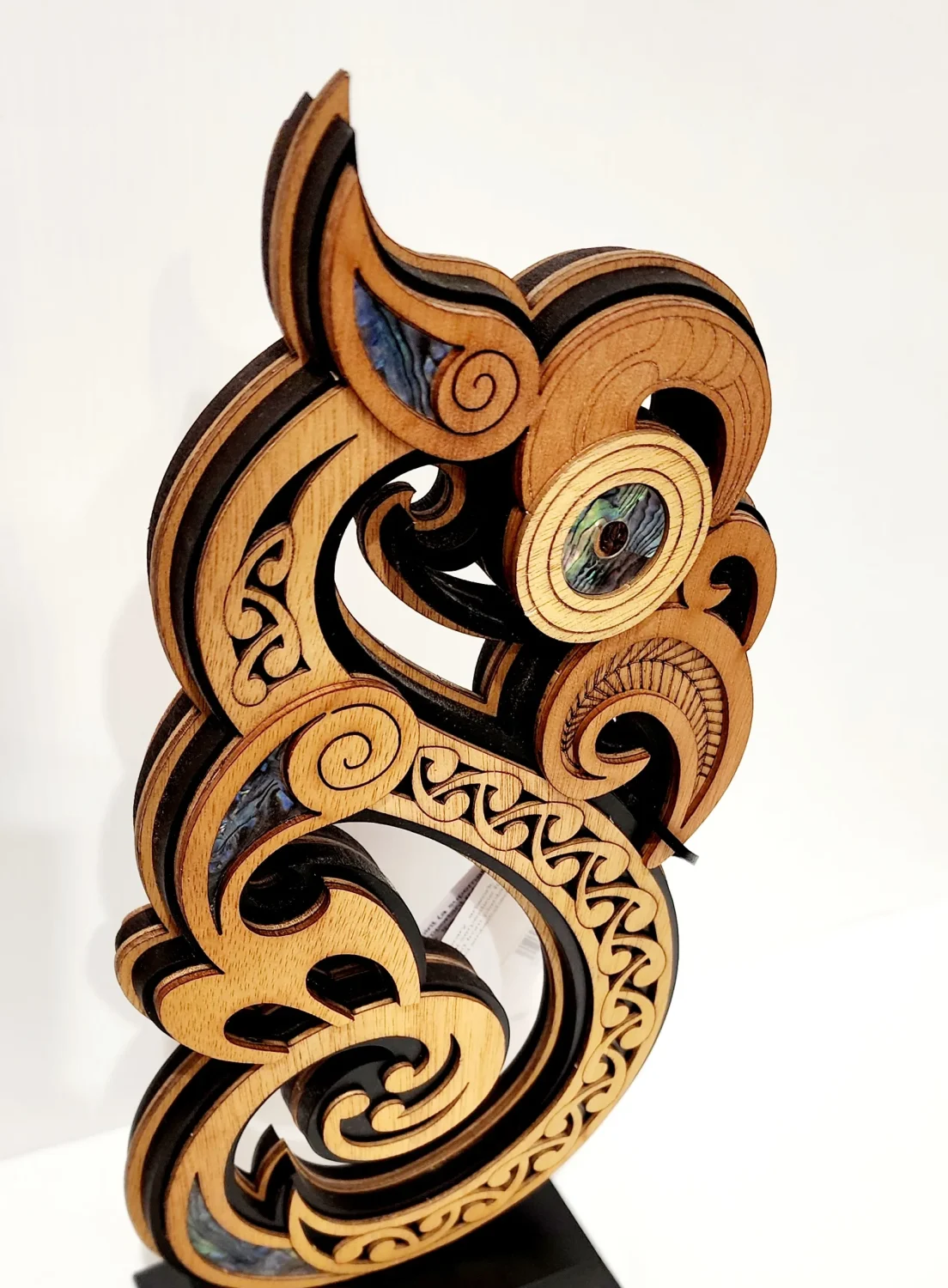 Large Freestanding Wooden Manaia Sculpture - Double Sided
