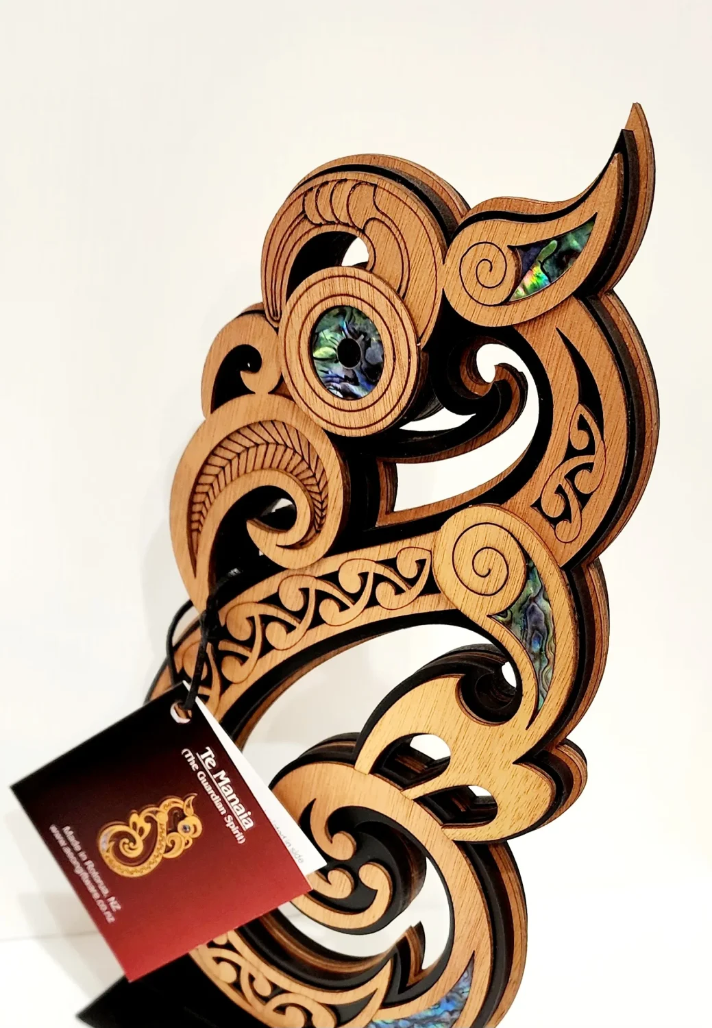 Large Freestanding Wooden Manaia Sculpture - Double Sided