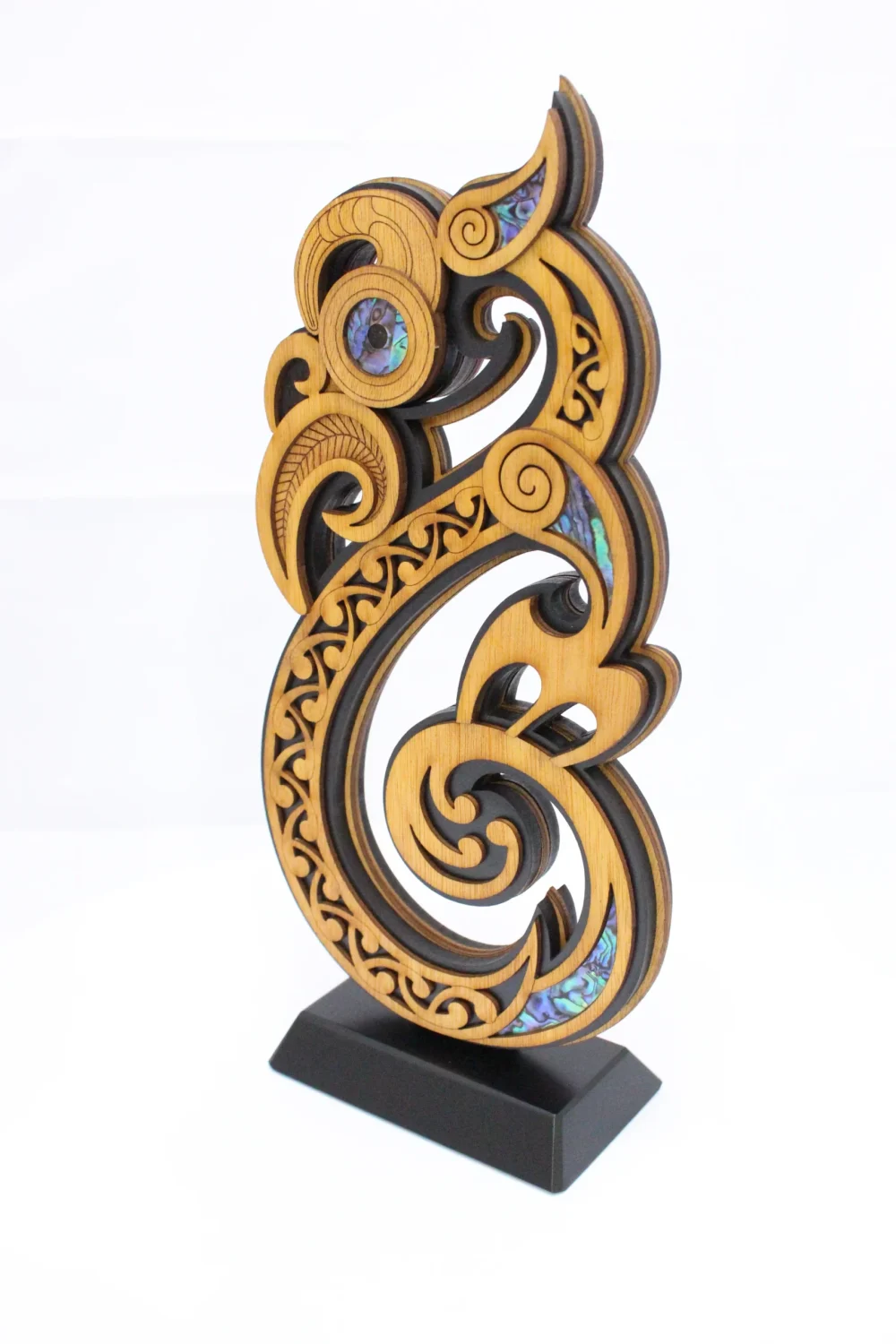 Large Freestanding Wooden Manaia Sculpture - Double Sided