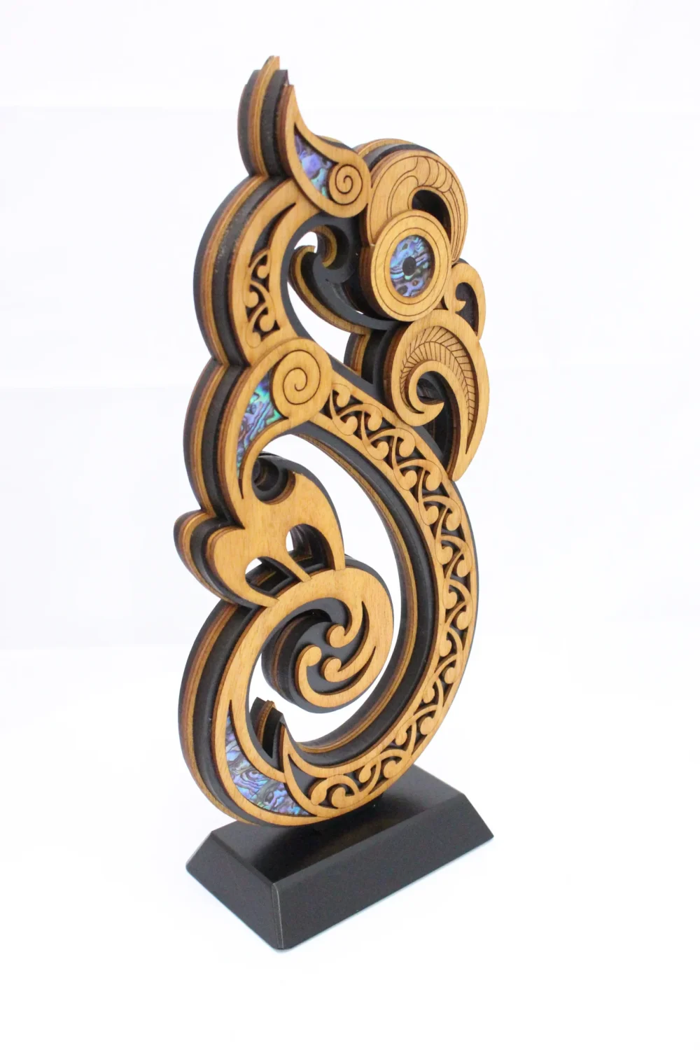 Large Freestanding Wooden Manaia Sculpture - Double Sided