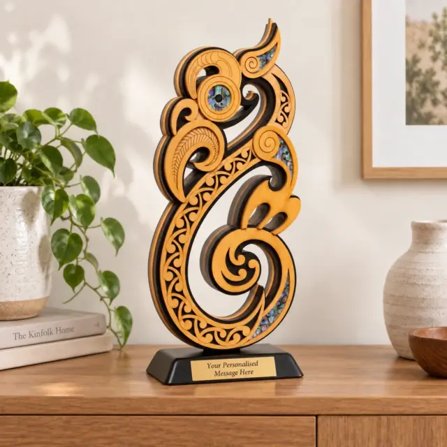 Large Freestanding Wooden Manaia Sculpture - Double Sided