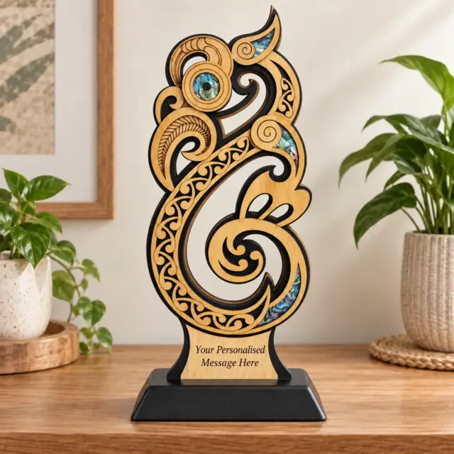 Large Manaia Award – NZ Paua Inlay Cultural Artwork (370mm) - ALMA