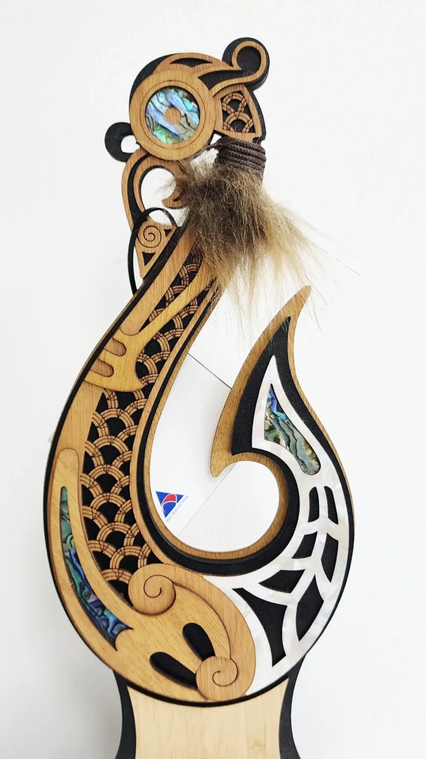 Large Te Matau a Māui Hook Award – NZ Paua Inlay Cultural Artwork (370mm) - ALHK