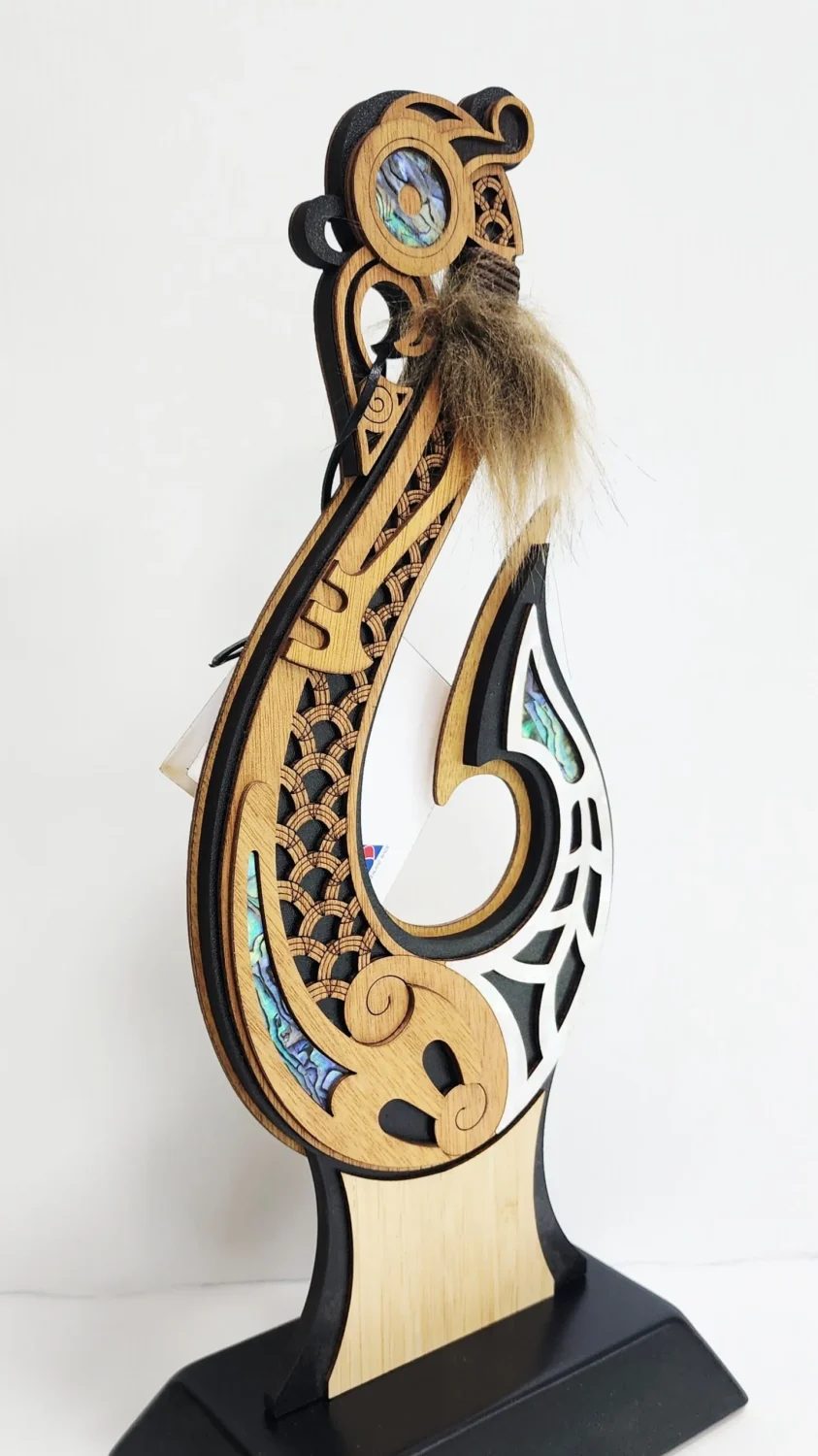 Large Te Matau a Māui Hook Award – NZ Paua Inlay Cultural Artwork (370mm) - ALHK