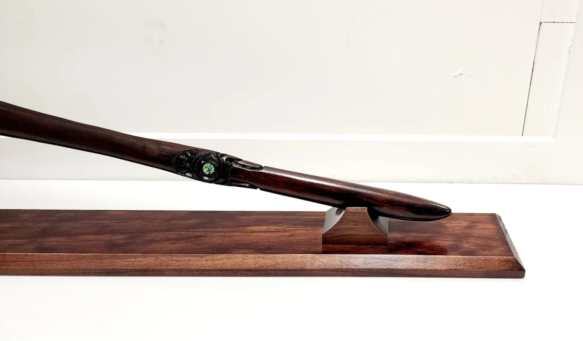 Large Wooden Carved Maori Axe - Tewha Tewha with New Zealand Greenstone Blade