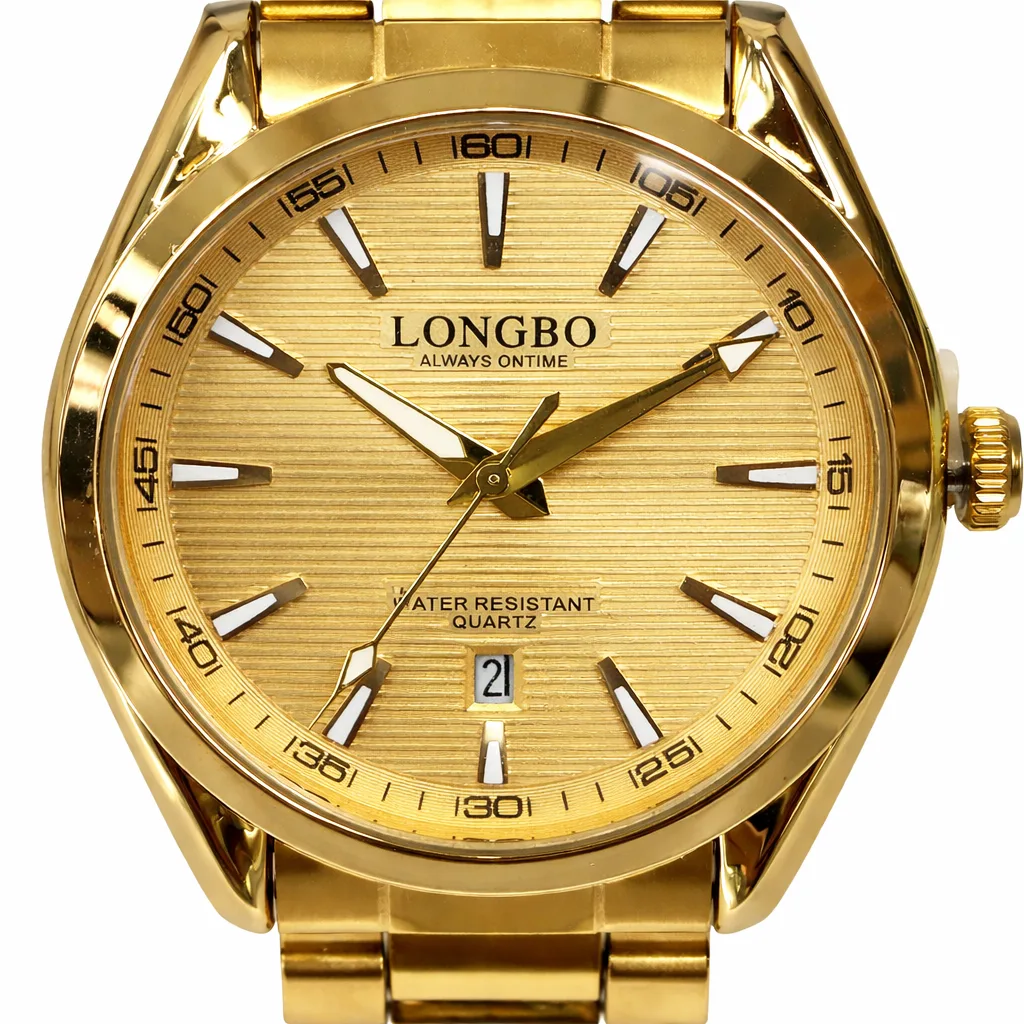 Longbo Gents Gold Dial Watch 83442G – Quartz, Luminous Hands, Date