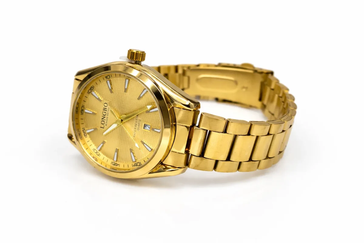 Longbo Gents Gold Dial Watch 83442G – Quartz, Luminous Hands, Date