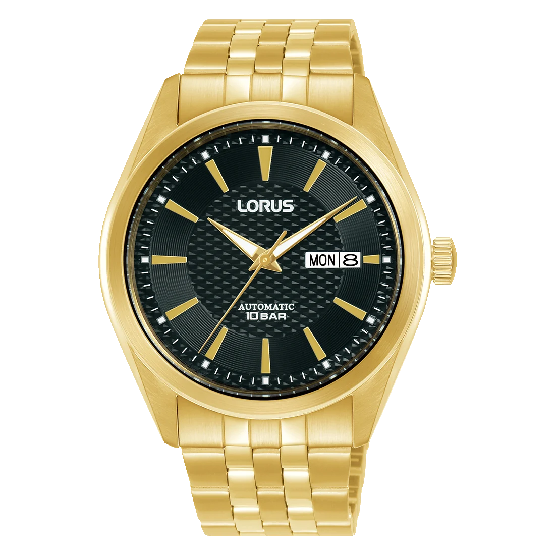 Lorus Gents Automatic100M WR, Black Dial, Day & Date - RL488BX9
