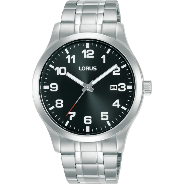 Lorus Gents Daywear Black Dial Full Figure Analogue with Date Watch - RH929PX-9