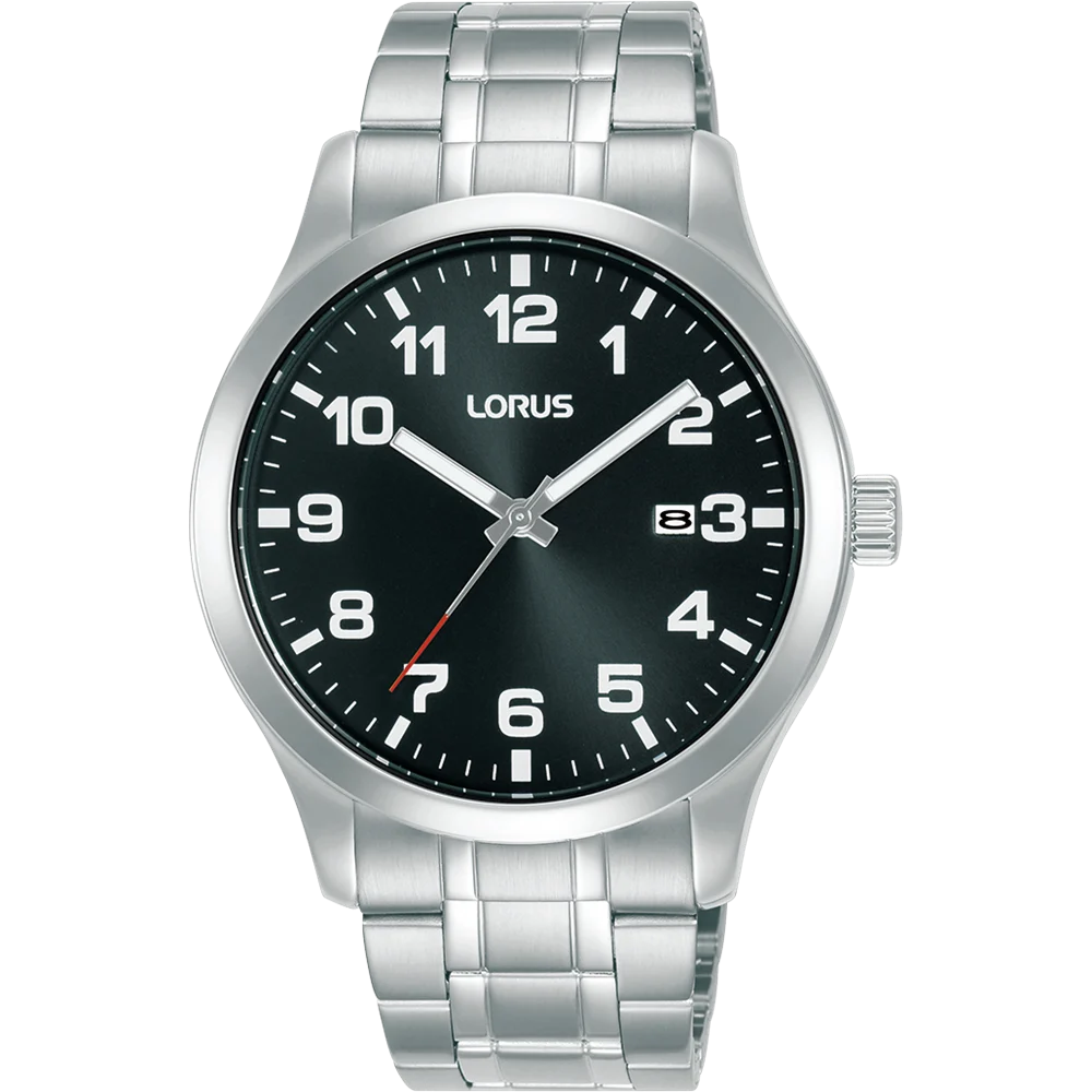 Lorus Gents Daywear Black Dial Full Figure Analogue with Date Watch - RH929PX-9