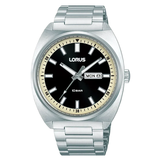 Lorus Gents Quartz 100M WR, Black Dial, Day & Date - RH311BX9