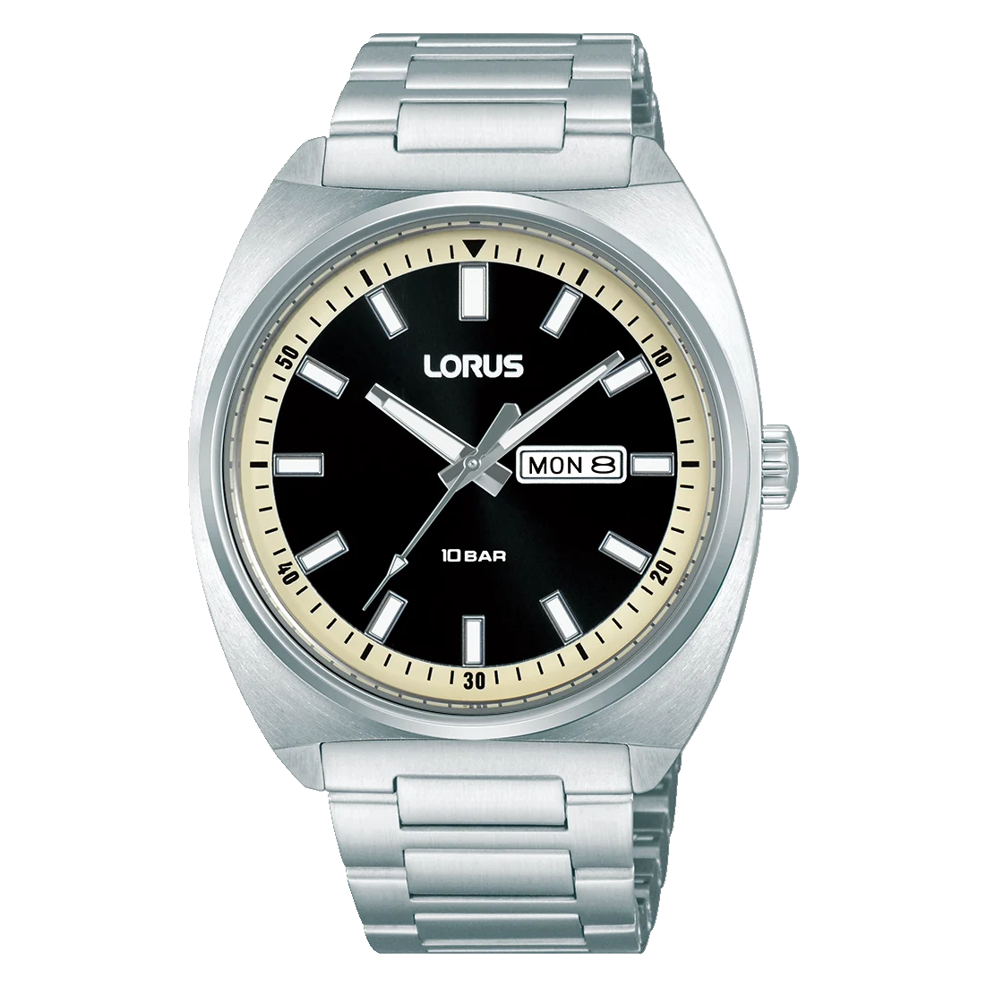 Lorus Gents Quartz 100M WR, Black Dial, Day & Date - RH311BX9
