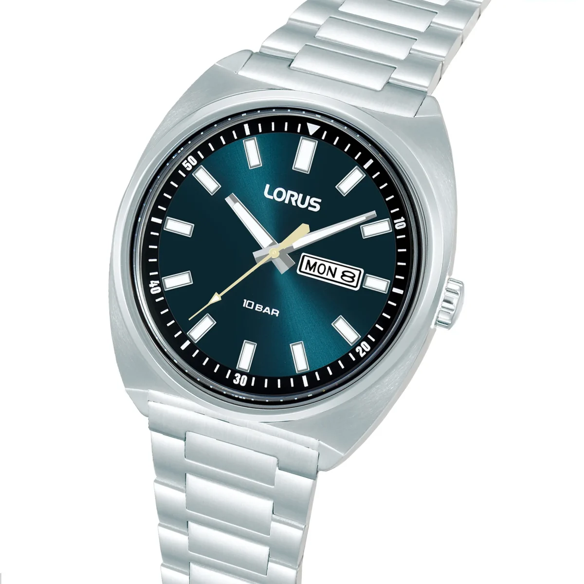 Lorus Gents Quartz 100M WR, Lake Blue Dial, Day & Date - RH313BX9
