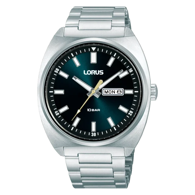 Lorus Gents Quartz 100M WR, Lake Blue Dial, Day & Date - RH313BX9
