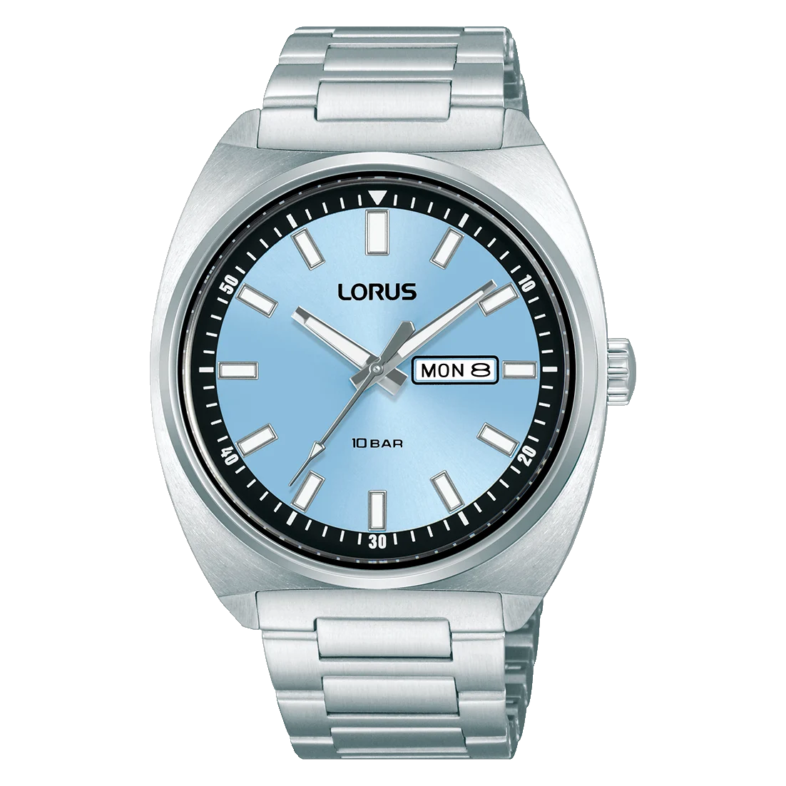 Lorus Gents Quartz 100M WR, Light Blue Dial, Day & Date - RH317BX9