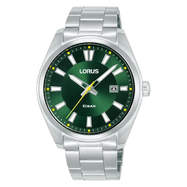 Lorus Gents Quartz Green Dial, Stainless Steel Case & Band, 100m WR - RH921SX-9