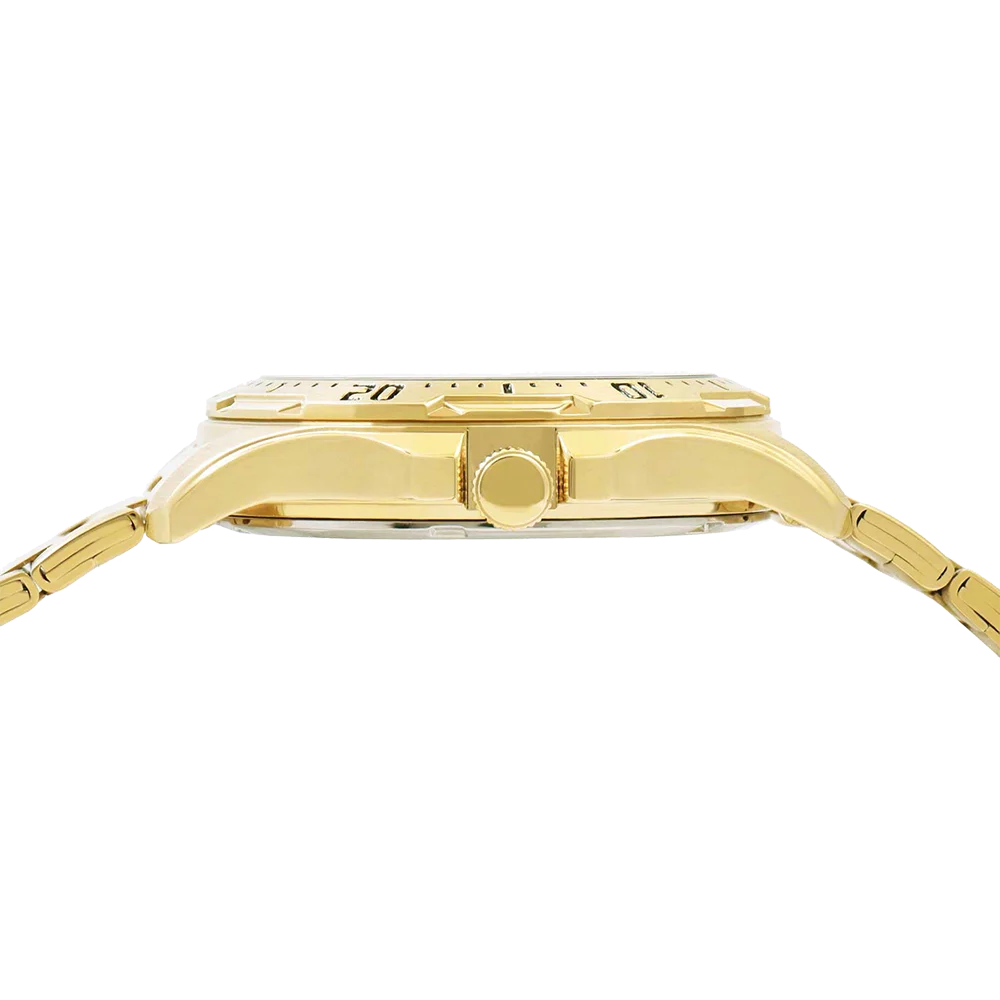 Lorus Gents Solar Powered Stainless Steel Gold Tone 100M WR Watch - RX398AX-9