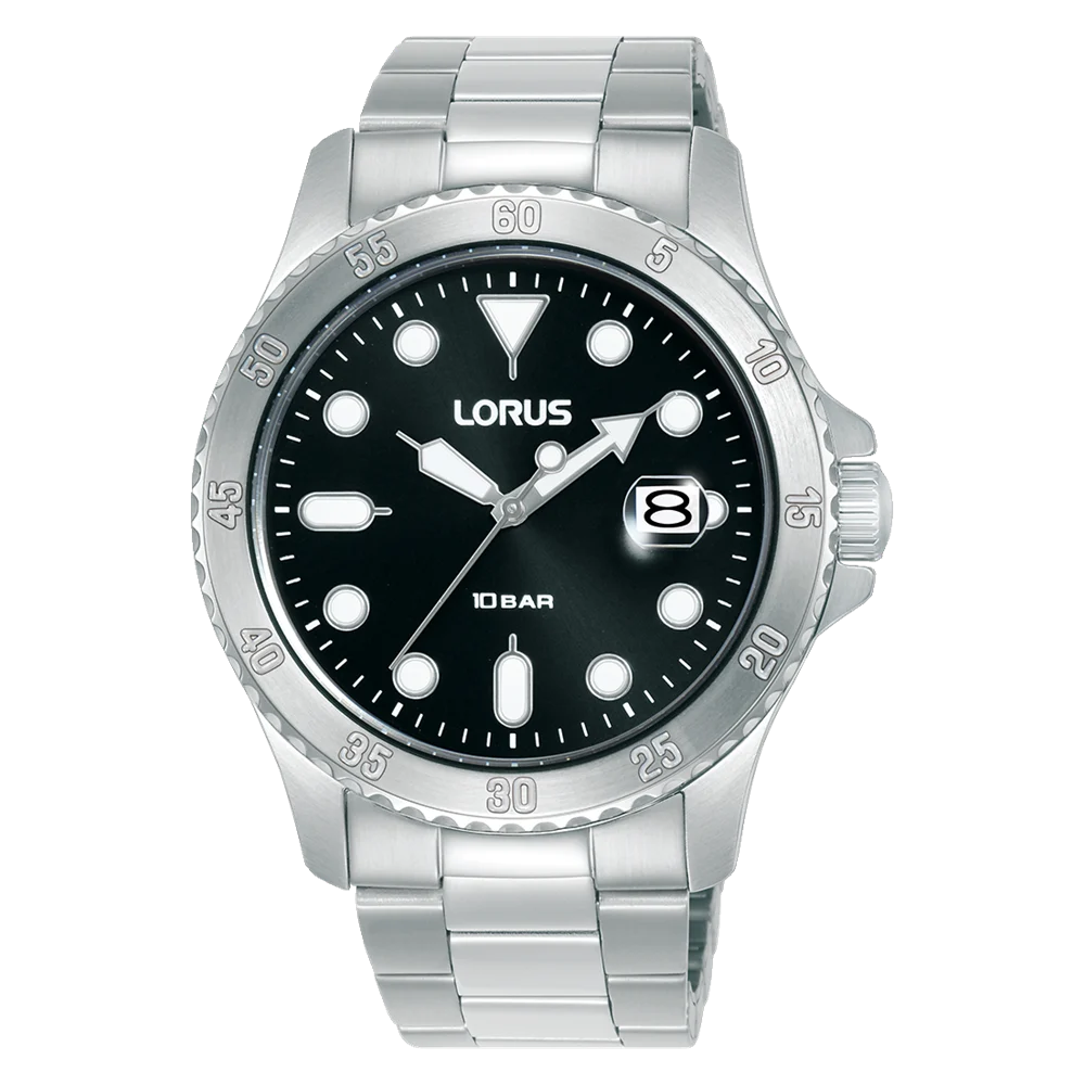 Lorus Gents Sports Quartz Watch Black Dial, 100M WR - RS965DX-9