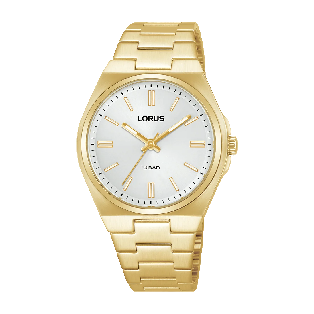 Lorus Ladies Gold Tone Watch, Silver Dial, Quartz Movement, 100m Water Resistant - RG312XX9