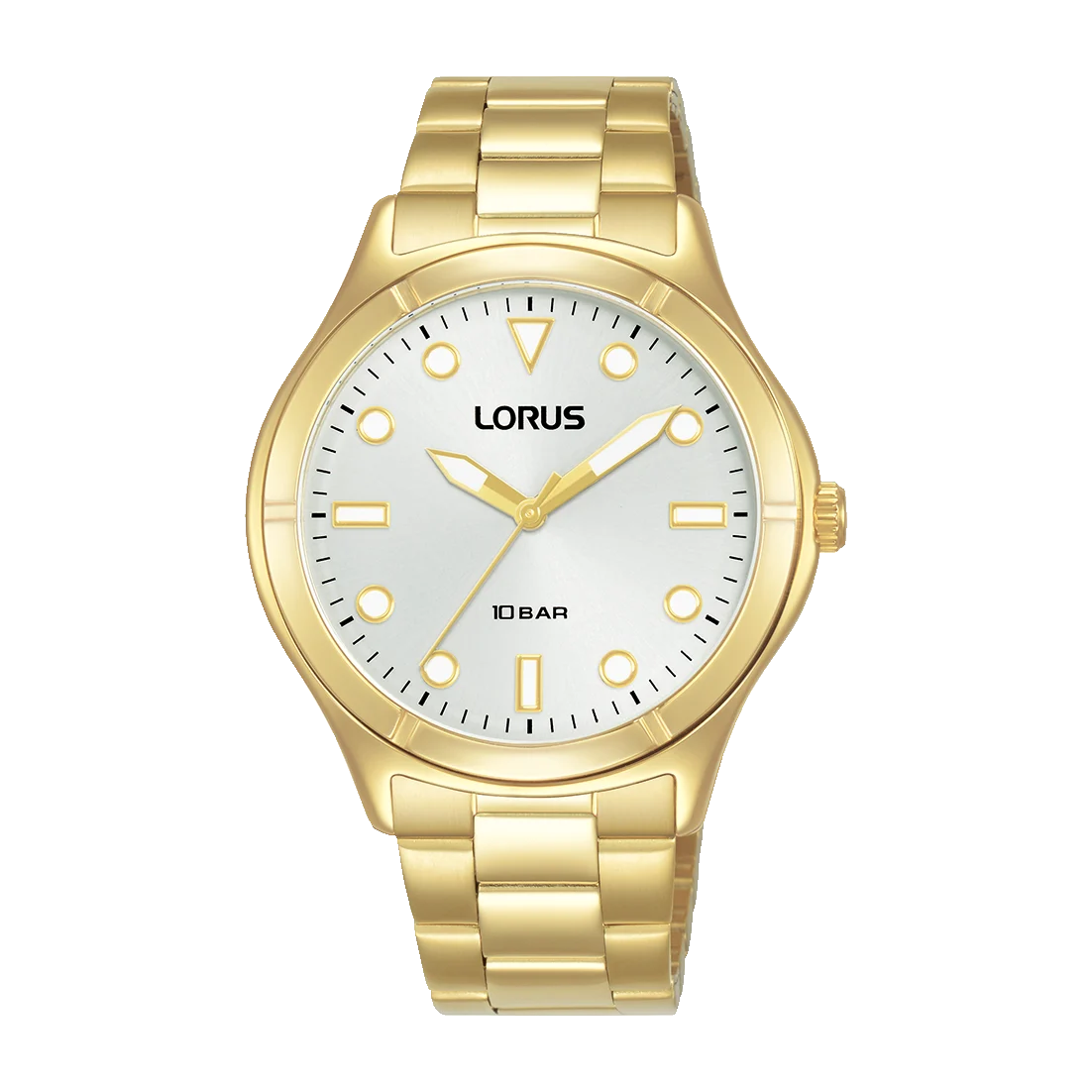 Lorus Ladies Gold Tone Watch – White Dial, Quartz Movement, 100m Water Resistant (RG248VX9)