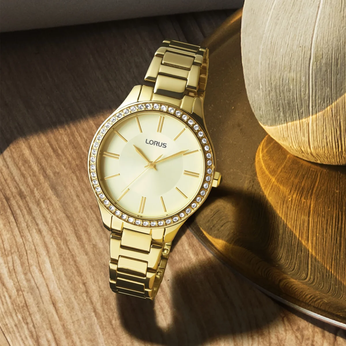 Lorus RG232UX-9 Ladies Gold-Tone Dress Watch – 33 mm Stainless Steel Case & Bracelet, Champagne Dial