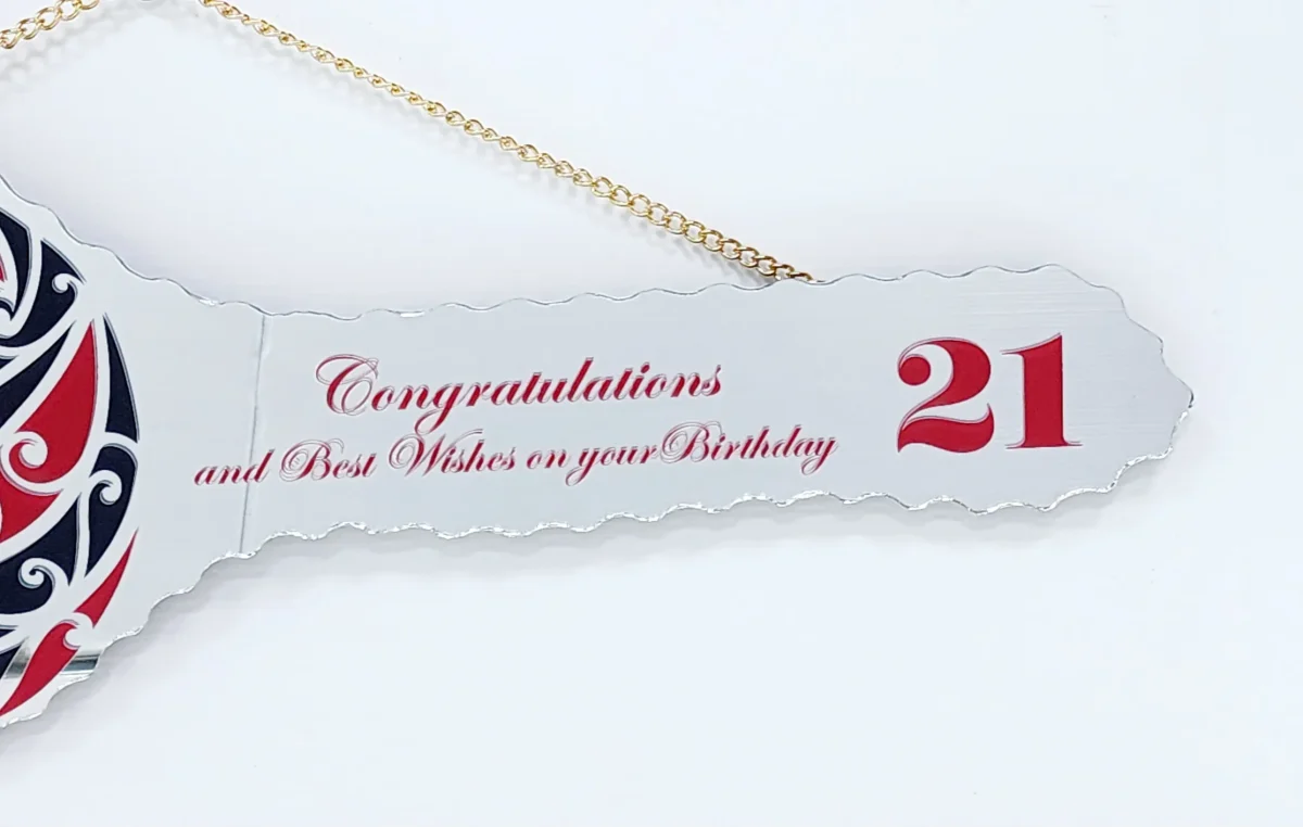 Maori Design Mirrored / Glass Photo 21st Birthday Key - SJ2416