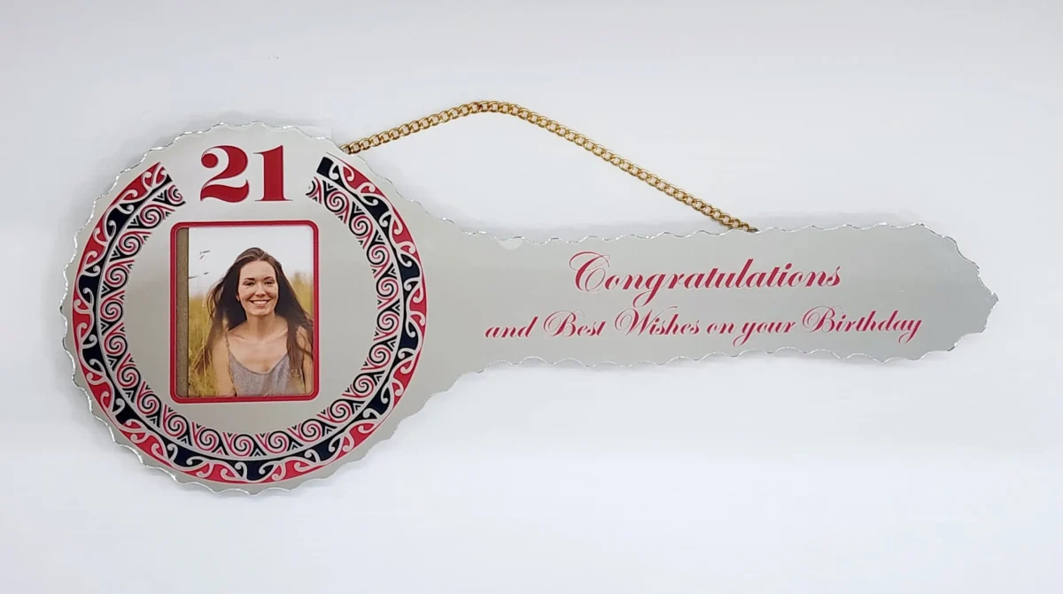 Maori Design Mirrored/Glass Photo 21st Birthday Key - SJ2418