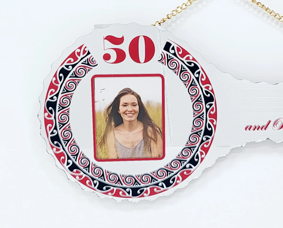 Maori Design Mirrored/Glass Photo 50th Birthday Key - SJ2419