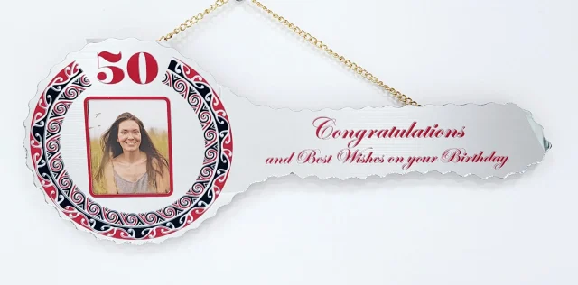 Maori Design Mirrored/Glass Photo 50th Birthday Key - SJ2419