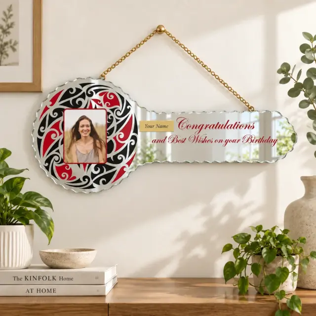 Maori Design Mirrored / Glass Photo Birthday Key - SJ2417