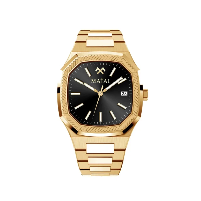 MATAI IM2 Collection 100M WR, Black Dial Gold Case & Band