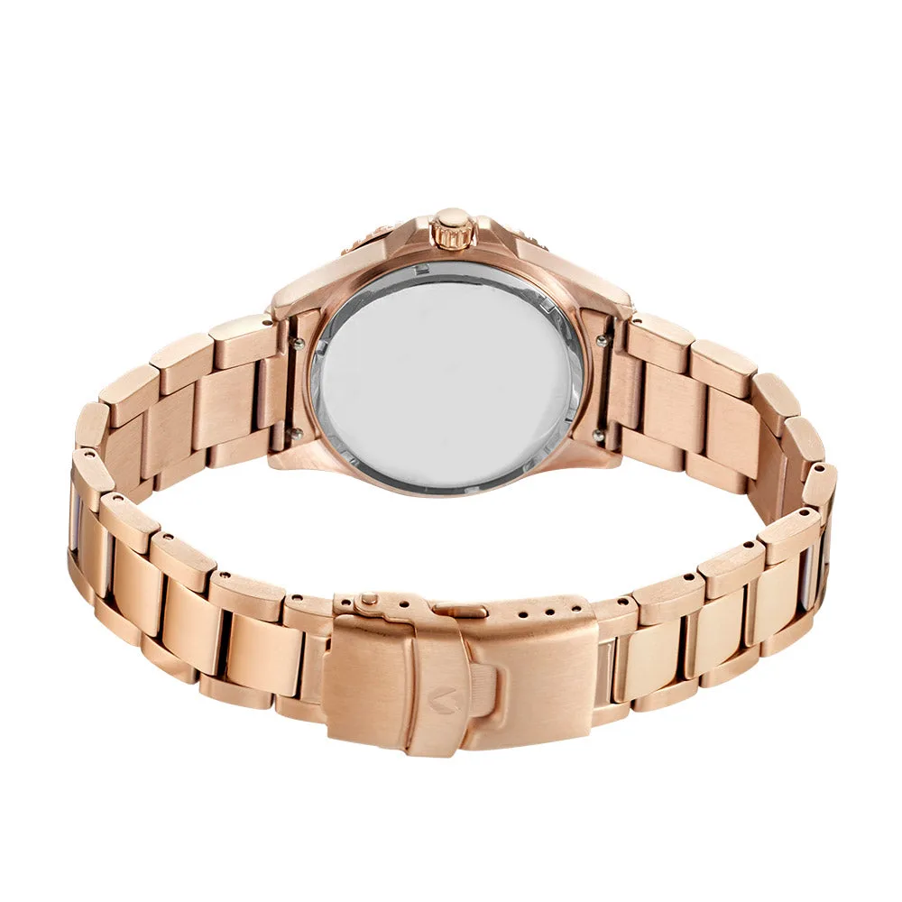 Maxum Liberty Ladies Analogue Date Watch, Rose Gold Case, White Dial & Rose Gold Bracelet 200m WR - MW23200L04
