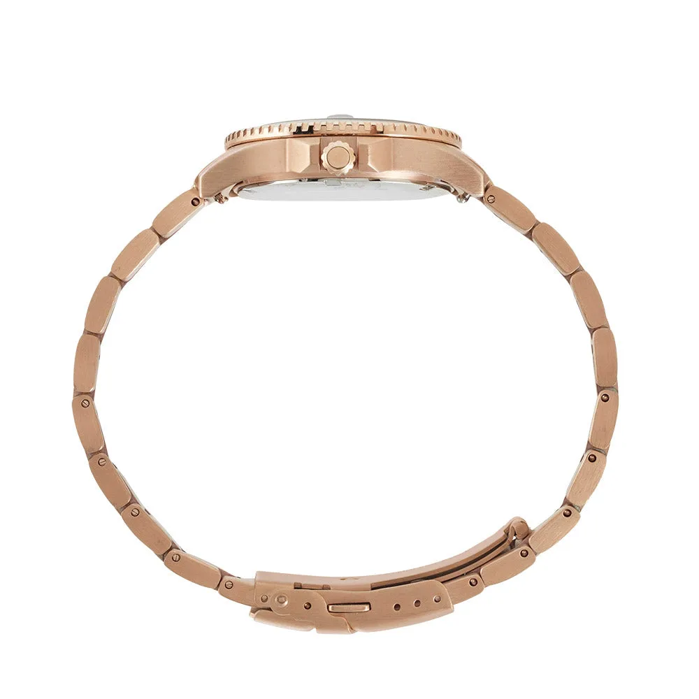 Maxum Liberty Ladies Analogue Date Watch, Rose Gold Case, White Dial & Rose Gold Bracelet 200m WR - MW23200L04