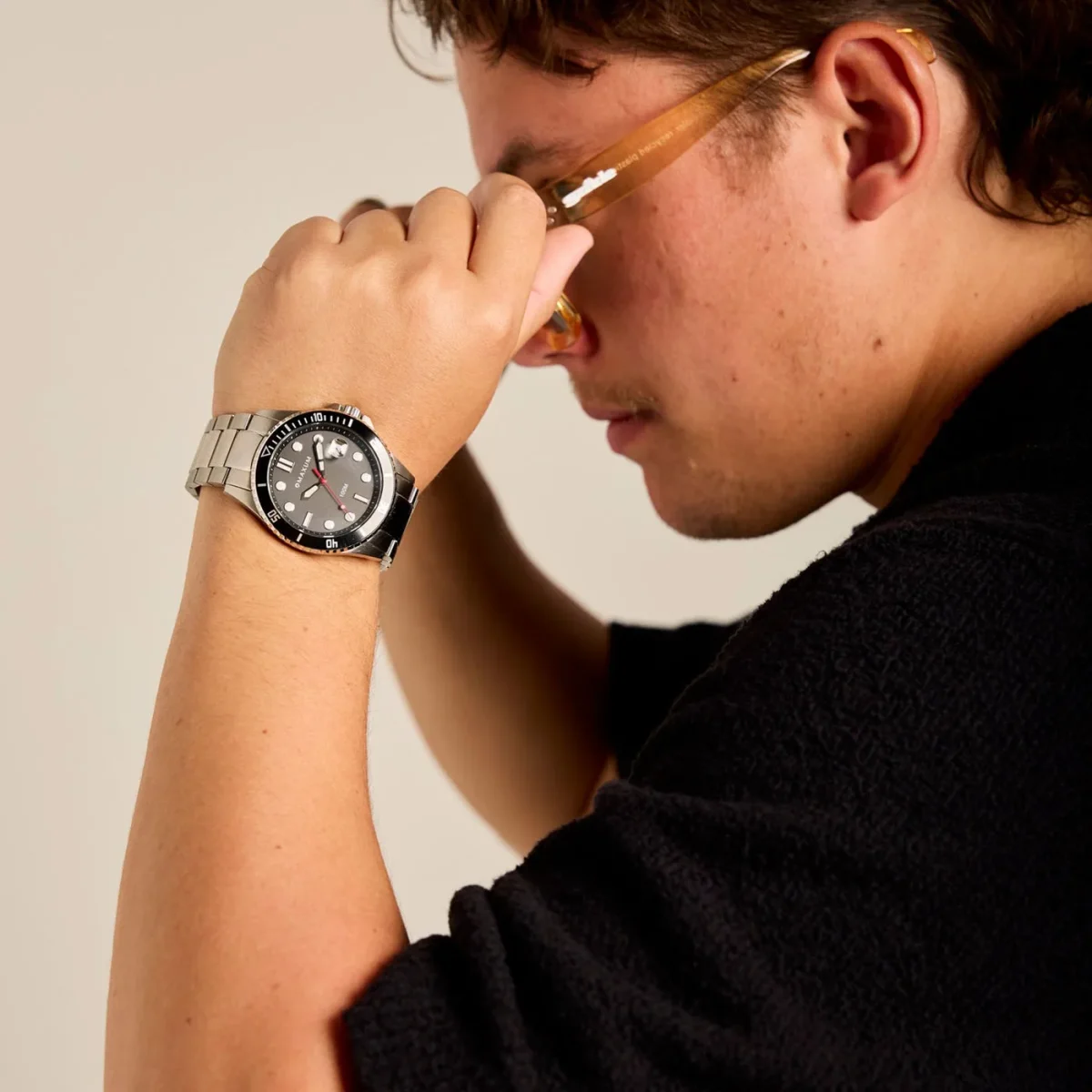 Maxum Prince Analogue Date Watch, Black Dial, Silver Case & Bracelet 200M WR - MW23100G01