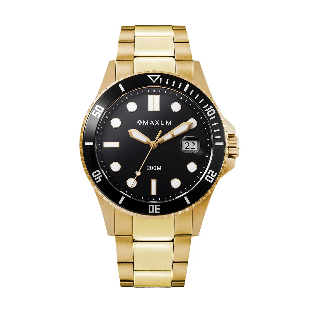 Maxum Prince Gold Case & Bracelet with Black Dial 200m WR - MW23100G03