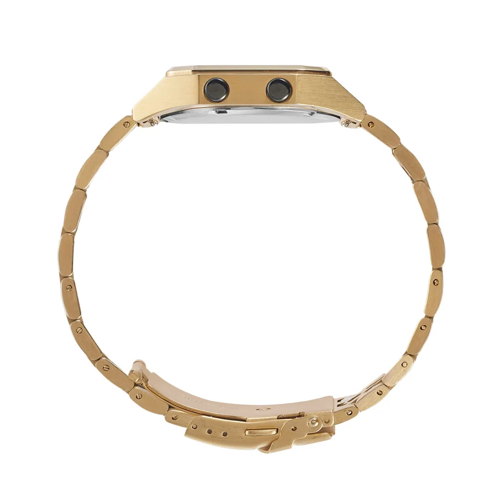 Maxum Raglan Digital Sqaure Dial Tide Watch Gold Tone Stainless Steel Case & Bracelet 200m WR - MW23104G03