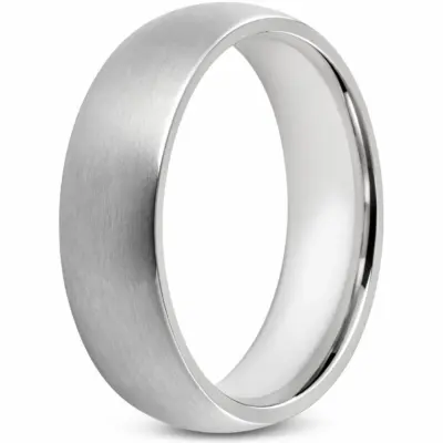 Men's Titanium Satin Finish Half Round Wedding Band 6mm Wide