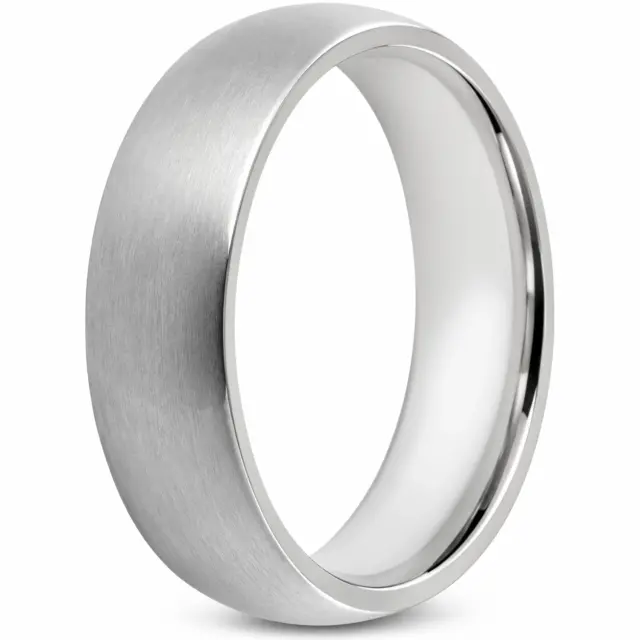 Men's Titanium Satin Finish Half Round Wedding Band 6mm Wide