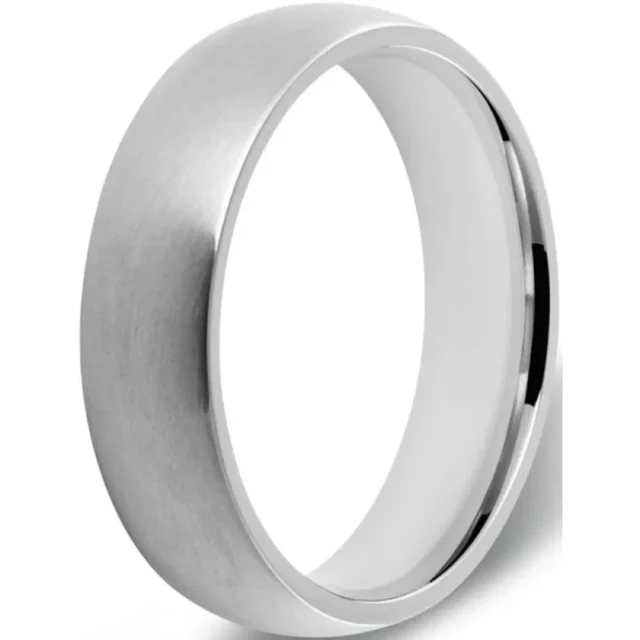 Men's Titanium Satin Finish Half Round Wedding Band 6mm Wide