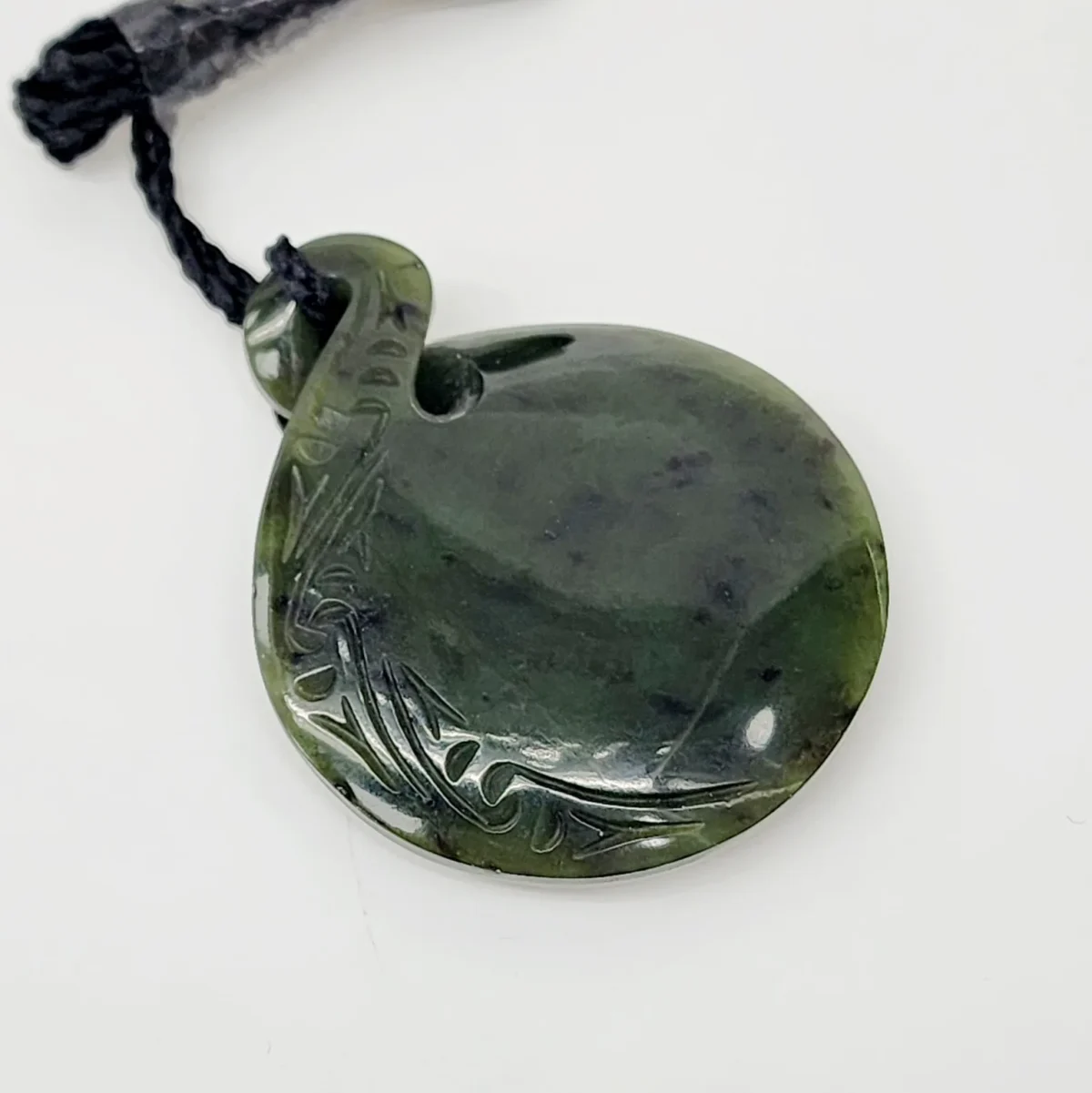 New Zealand Engraved Single Twist Greenstone Necklace