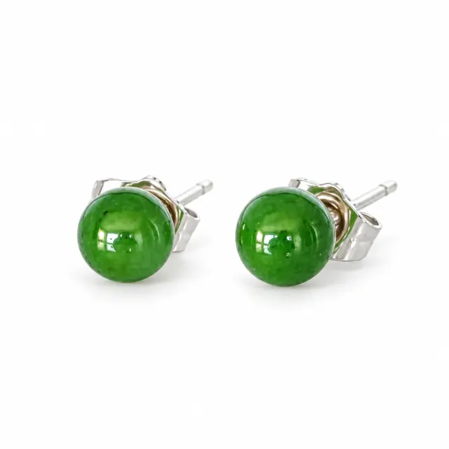 New Zealand Greenstone 5mm Round Sterling Silver Stud Earrings - ES5B.9