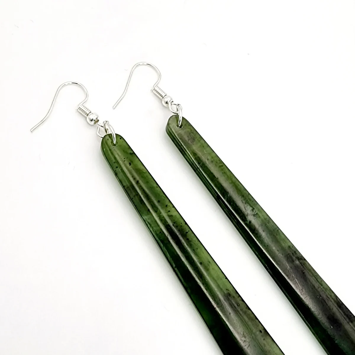 New Zealand Greenstone Drop Earrings with Sterling Silver Hooks SKU-DROP EARRINGS 02 DLZ