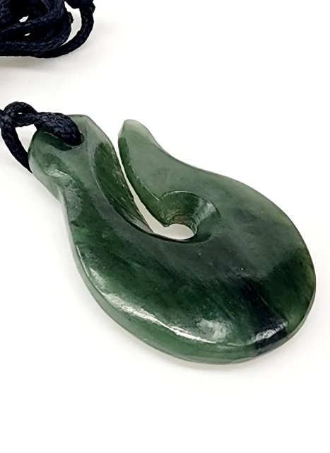 New Zealand Greenstone Hei Matau / Fish Hook Necklace